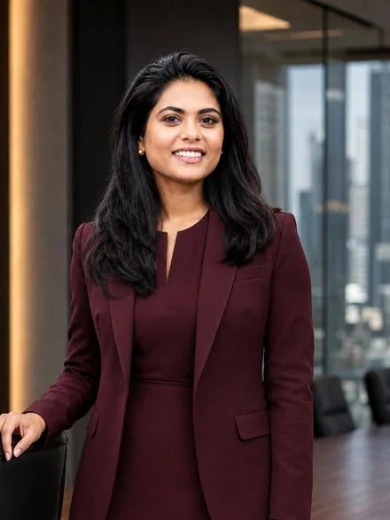 Shobnom Zarin Chetona in a boardroom overlooking the Sydney skyline